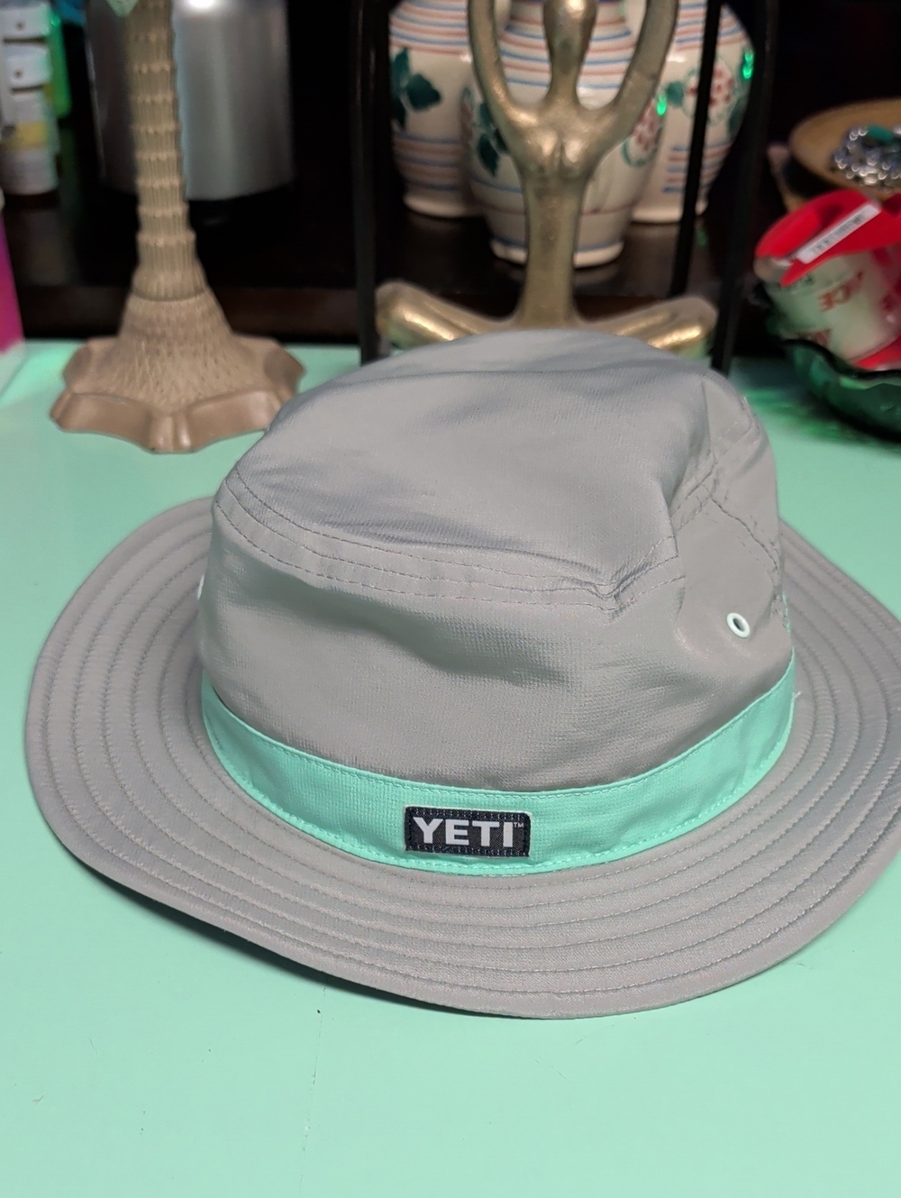 Yeti Gray and Mint Green Adventure Bucket Hat